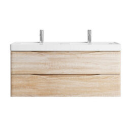 Plum&clay Eden Light Oak Wall Hung Vanity Unit With Ceramic Basin (W)1200mm - thumbnail 3