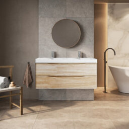 Plum&clay Eden Light Oak Wall Hung Vanity Unit With Ceramic Basin (W)1200mm