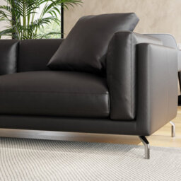 Valencia Zadar Leather Three Seats With Left Chaise Sofa Black Nappa 11000 Top Grain Leather Steel Legs - thumbnail 5