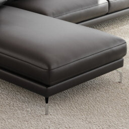 Valencia Zadar Leather Three Seats With Left Chaise Sofa Black Nappa 11000 Top Grain Leather Steel Legs - thumbnail 6