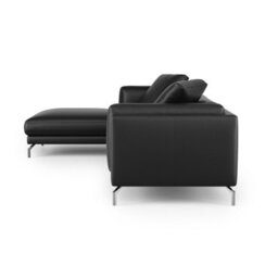 Valencia Zadar Leather Three Seats With Left Chaise Sofa Black Nappa 11000 Top Grain Leather Steel Legs - thumbnail 8