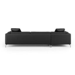 Valencia Zadar Leather Three Seats With Left Chaise Sofa Black Nappa 11000 Top Grain Leather Steel Legs - thumbnail 9