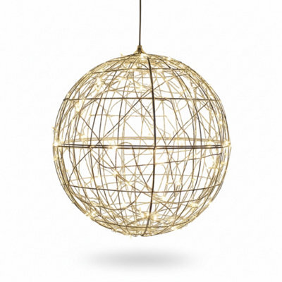 Pegdev - Pdl 30Cm Silver Christmas Hanging Ball With 160 Warm White Led Lights Outdoor Decoration 5M Cable And Transformer - image 1