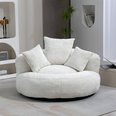 Abrihome Lazy Sofa Durable Comfort Lounger, High Back Chenille Bean Bag Chair With 3 Pillows, Indoor/outdoor Single Gaming Couch, Beige - image 1