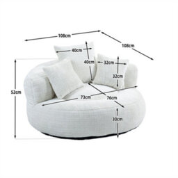 Abrihome Lazy Sofa Durable Comfort Lounger - High Back Chenille Bean Bag Chair With 3 Pillows, Indoor/outdoor Single Gaming Couch, Beige - thumbnail 7