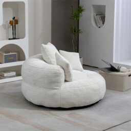 Abrihome Lazy Sofa Durable Comfort Lounger - High Back Chenille Bean Bag Chair With 3 Pillows, Indoor/outdoor Single Gaming Couch, Beige - thumbnail 8