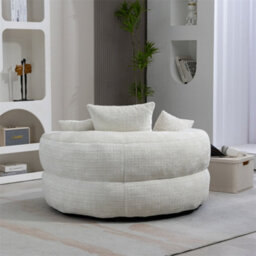 Abrihome Lazy Sofa Durable Comfort Lounger - High Back Chenille Bean Bag Chair With 3 Pillows, Indoor/outdoor Single Gaming Couch, Beige - thumbnail 9