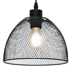 First Choice Lighting Set Of 2 Cassidy Medium Black Mesh Easy Fit Metal Pendant Shades - thumbnail 2