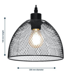 First Choice Lighting Set Of 2 Cassidy Medium Black Mesh Easy Fit Metal Pendant Shades - thumbnail 6