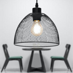 First Choice Lighting Set Of 2 Cassidy Medium Black Mesh Easy Fit Metal Pendant Shades - thumbnail 5