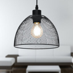 First Choice Lighting Set Of 2 Cassidy Medium Black Mesh Easy Fit Metal Pendant Shades - thumbnail 4