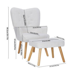 Darphe Modern White Accent Chair With Footstool - thumbnail 5