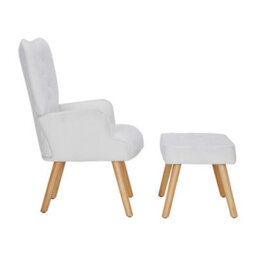 Darphe Modern White Accent Chair With Footstool - thumbnail 4