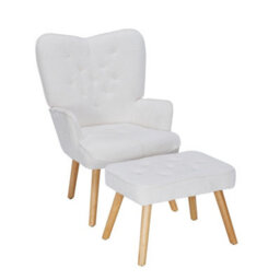 Darphe Modern White Accent Chair With Footstool - thumbnail 3