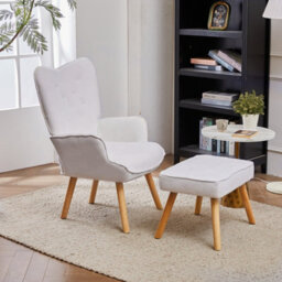 Darphe Modern White Accent Chair With Footstool - thumbnail 2