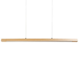 Beliani Pendant Led Lamp In Light Oak With Remote Dimming - Solid Oak, Warm Light, Minimalist Linear Design - thumbnail 4