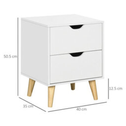 Wyld Haus Dodomi Suke White Bedside Table With 2 Drawers And Natural Pine Legs 40W X 35D X 50.5H Cm - thumbnail 3