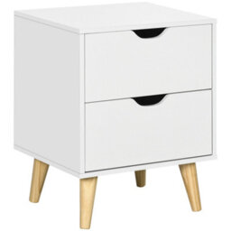 Wyld Haus Dodomi Suke White Bedside Table With 2 Drawers And Natural Pine Legs 40W X 35D X 50.5H Cm - thumbnail 2