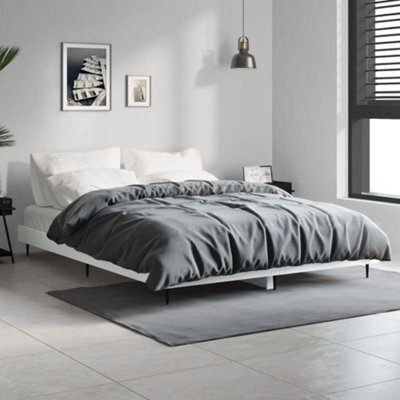Berkfield Bed Frame High Gloss White 135X190 Cm 4Ft6 Double Engineered Wood - image 1