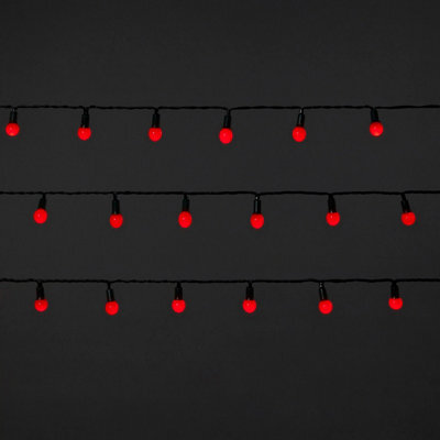 120 Red Berry Led String Lights With Timer Function Green Cable - image 1