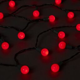 120 Red Berry Led String Lights With Timer Function Green Cable - thumbnail 4
