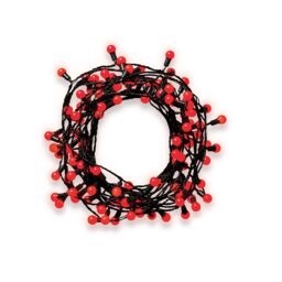 120 Red Berry Led String Lights With Timer Function Green Cable - thumbnail 7