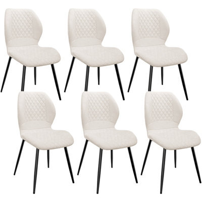 Longtoo Set Of 6 Dining Chairs ,linen Sponge Cushion ,metal Legs And Diamond Pattern Upholstered-Khaki. - image 1