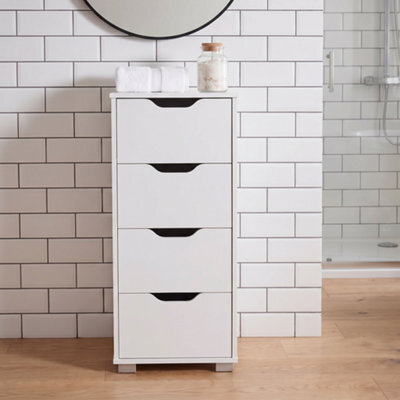Bathroom Storage Cabinet With 4 Drawers Floor Freestanding Modern Style White - image 1