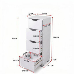 Bathroom Storage Cabinet With 4 Drawers Floor Freestanding Modern Style White - thumbnail 9