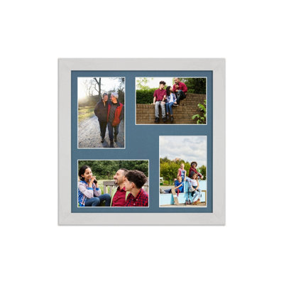 AK Frames 12X12 White Ash Modern Multi Photo Frame With Pompadour Mount - Holds 4 Apertures (4X) 6X4 Photos - image 1