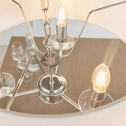 Anson Lighting Eureka 3Lt Pendant Light Finished Bright Nickel Plate And Vintage White Fabric - thumbnail 6