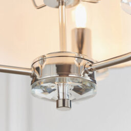 Anson Lighting Eureka 3Lt Pendant Light Finished Bright Nickel Plate And Vintage White Fabric - thumbnail 4