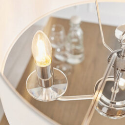 Anson Lighting Eureka 3Lt Pendant Light Finished Bright Nickel Plate And Vintage White Fabric - thumbnail 7