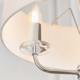 Anson Lighting Eureka 3Lt Pendant Light Finished Bright Nickel Plate And Vintage White Fabric - thumbnail 2