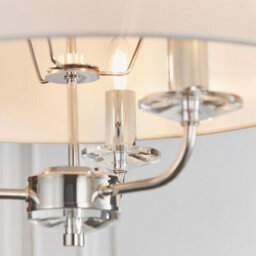Anson Lighting Eureka 3Lt Pendant Light Finished Bright Nickel Plate And Vintage White Fabric - thumbnail 3