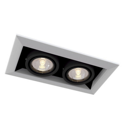 Luminosa Lighting Luminosa Metal Modern Recessed Twin Square Downlight White, 2 Light, Gu10 - image 1