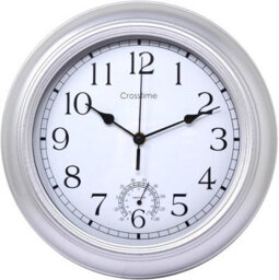 Silver Wall Clock 12 Inch Waterproof Retro Vintage Design Battery Operated With Slient Quartz Movement 30Cm - thumbnail 1