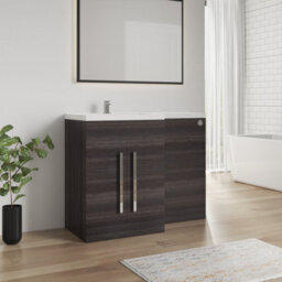 Sundaze 1100mm Charcoal Bathroom Combined Furniture L-Shape Vanity Unit Left Handed Basin Sink - thumbnail 1