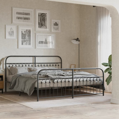 Berkfield Metal Bed Frame Without Mattress With Footboard Black 183X213Cm - image 1