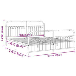 Berkfield Metal Bed Frame Without Mattress With Footboard Black 183X213Cm - thumbnail 8