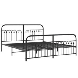Berkfield Metal Bed Frame Without Mattress With Footboard Black 183X213Cm - thumbnail 3