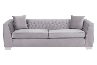 Orsina Rashika 3 Seat Grey Velvet Sofa - image 1
