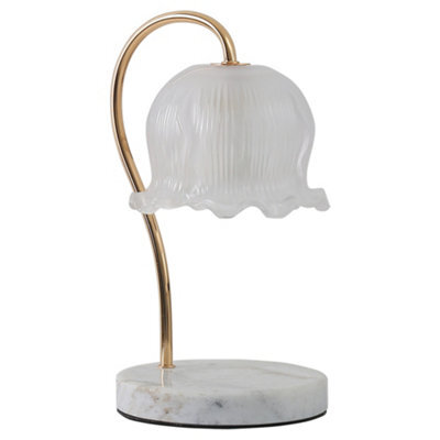 Komore White Marble Table Lamp Flower Frosted Glass Shade Dimmable Knob Switch - image 1