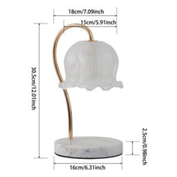 Komore White Marble Table Lamp Flower Frosted Glass Shade Dimmable Knob Switch - thumbnail 9