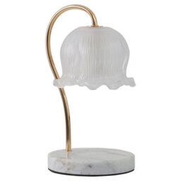 Komore White Marble Table Lamp Flower Frosted Glass Shade Dimmable Knob Switch - thumbnail 1