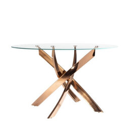 Angel Cerda Round Dining Table Tempered Glass And Pink Steel - thumbnail 2