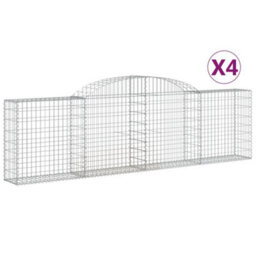 Berkfield Arched Gabion Baskets 4 Pcs 300X30X80/100 Cm Galvanised Iron - thumbnail 2