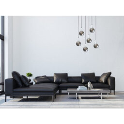 Luminosa Lighting Luminosa Lacrima Cluster Pendant Ceiling Light Black, Silver Smoky Glass Shade 6X E27 - thumbnail 3