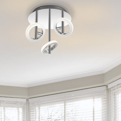 Cosylyte Holdon 3 Ring Drop Rod Integrated Led Modern Ceiling Spotlight - Chrome - image 1