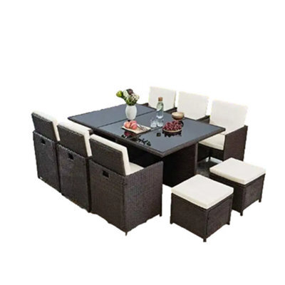 ABC Ralph Cube Rattan Garden Furniture Set 10 Seater (Black)